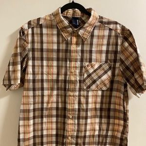 Krew Brown / Tan Plaid Casual Dress Shirt Size L